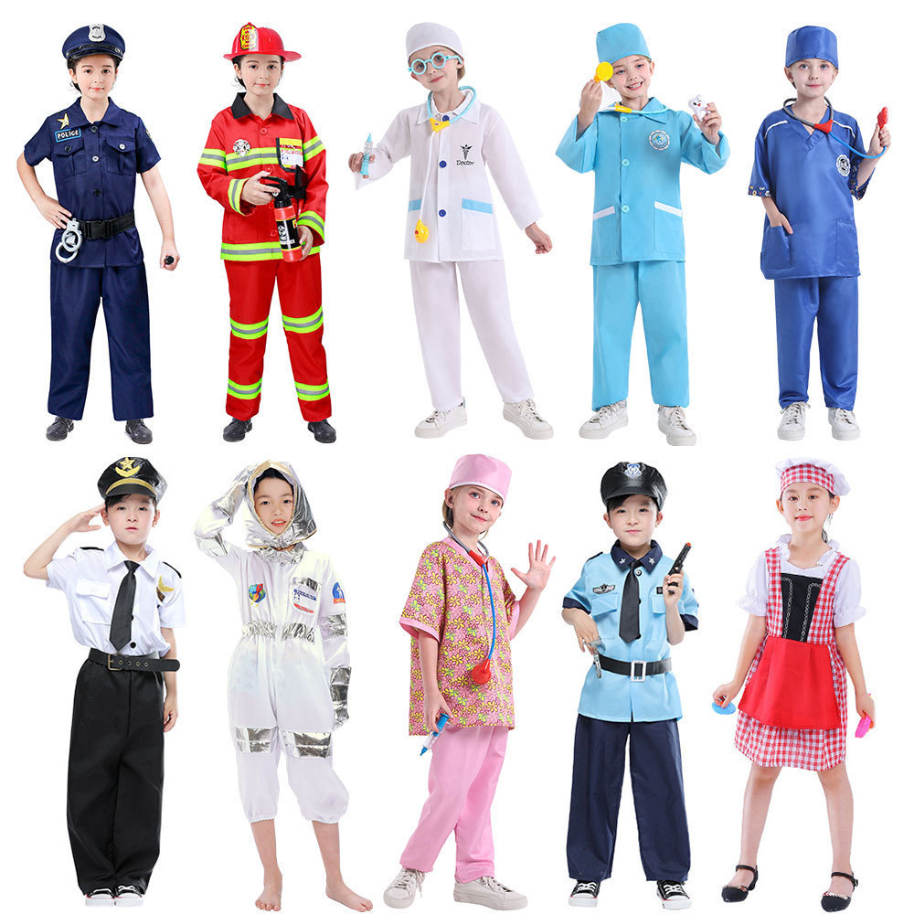 Halloween Astronaut Costume Party Policeman Soldier Firefighter Uniform Carnival Career Day Kids Performer Cosplay Costume