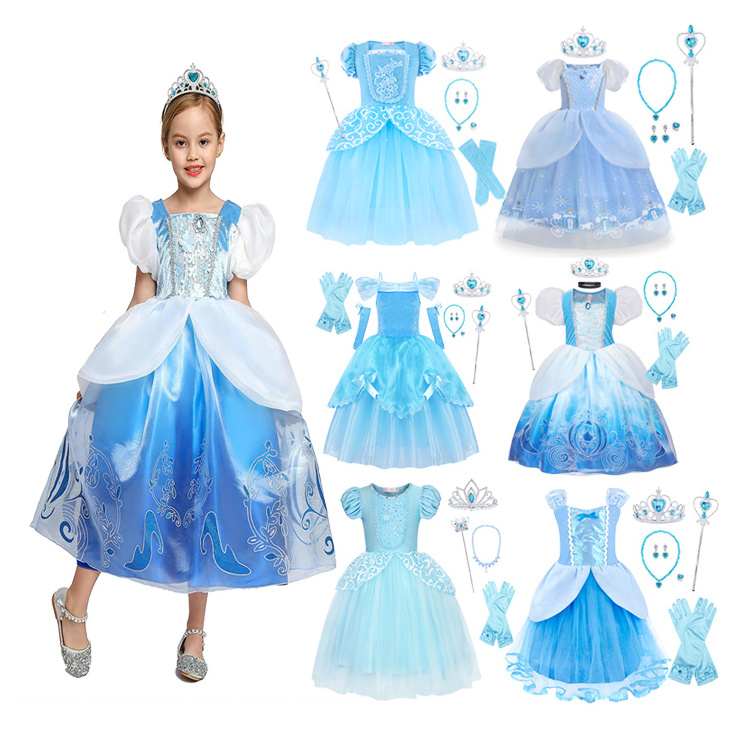 Kids Cind Princess cosplay Role-Play Birthday Party costumes fancy girls ball gown custom made halloween Little girls dress