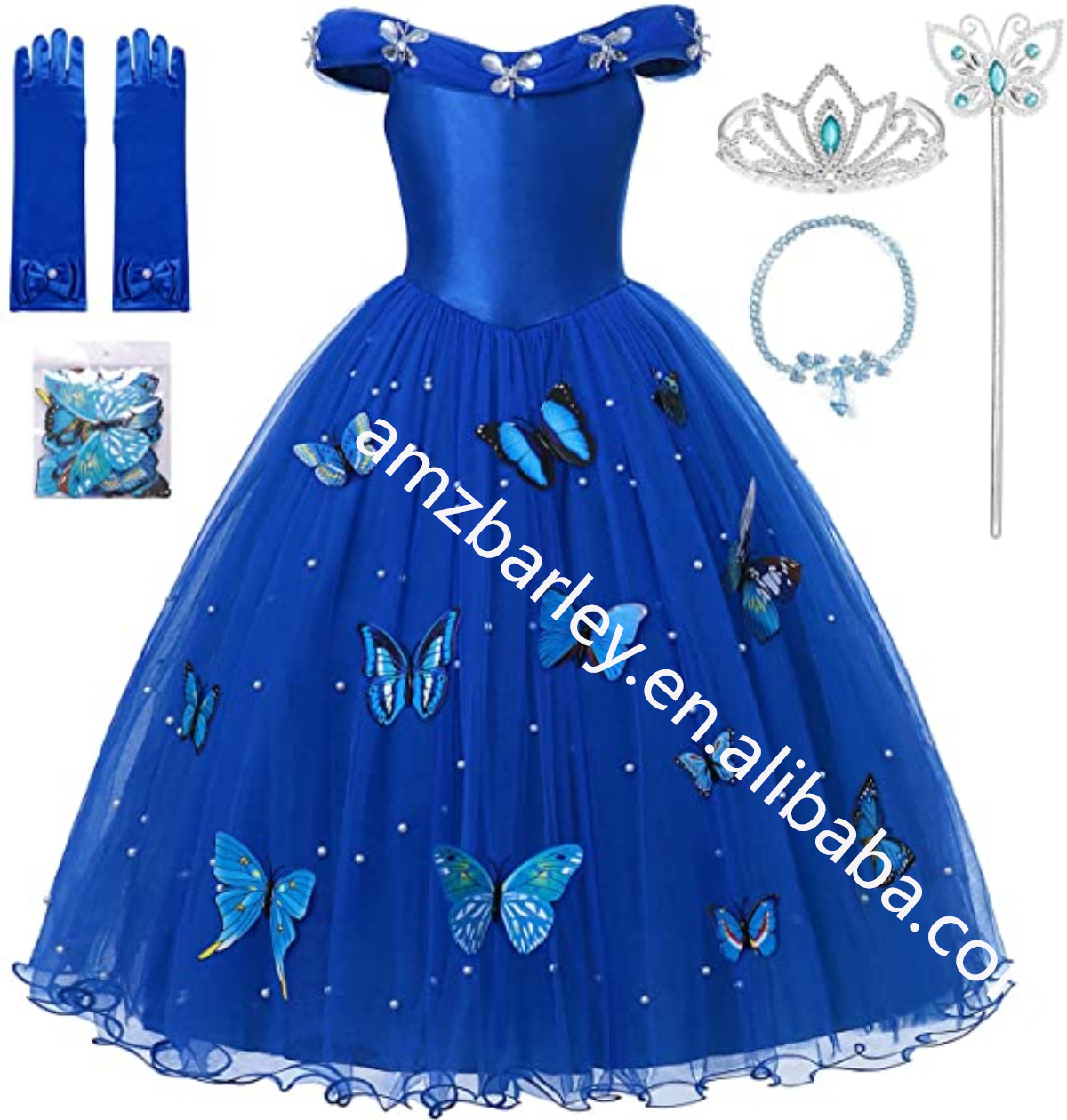 Deluxe Butterflies Girls Princess Dress Halloween Costume Birthday Party Clothing Elsa Role snow white Girls Fancy Dresses