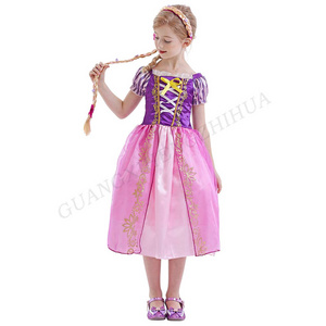 Girls Birthday Party Halloween Dress with Accessories Wholesale Latest Rapunzel Cosplay  Costumes Children Princess