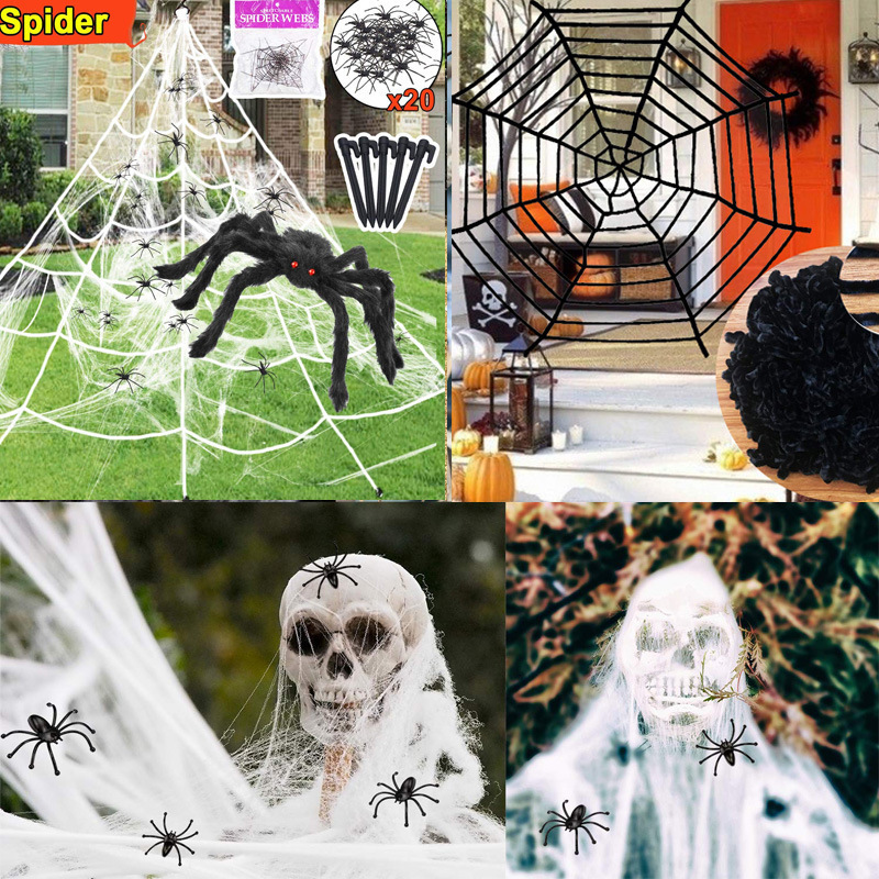 hot sale Wholesale Halloween Triangular Huge Spider Web Giant Spider Decorations for Indoor Outdoor Halloween Party Decorations