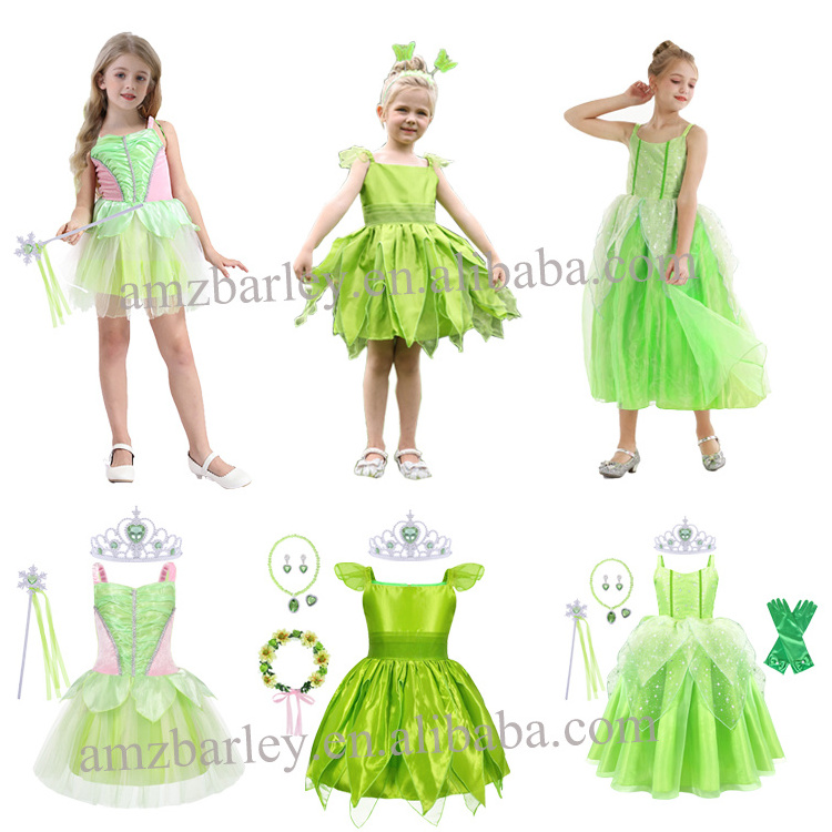 Halloween Princess Butterfly Tinker Bell Dress Flower Fairy Costume for Girls Fancy Birthday Party Outfit Girl Dress with Wings