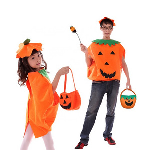 Halloween Cosplay Lovely Pumpkin Costumes with Trick Or Treat Basket Girls Adults Funny Pumpkin Halloween Costume for Kids