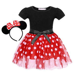 Top Seller Girls Minnie Dress Short Sleeve Polka Dots Tutu Dress Costumes Kids Birthday Party Halloween Carnival Cosplay Outfits