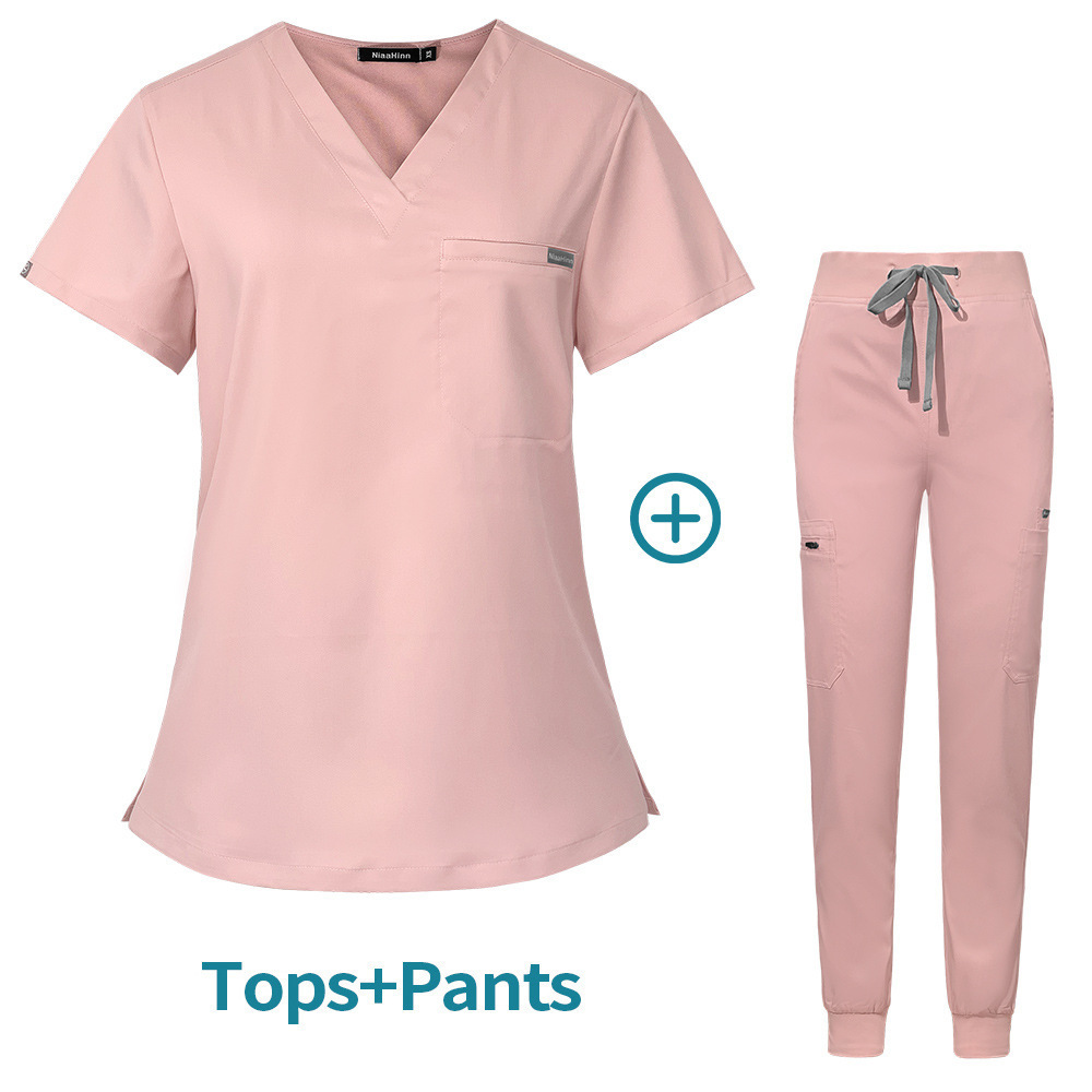 Wholesale Anti Wrinkle Washable Soft Fabric Nurse Scrubs Hospital Uniform Medical Scrubs Women Jogger Scrubs Sets Pair