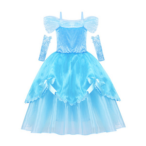 New Fashion Summer Girls' Costumes Princes Dresses Fancy Puffy cosplay Skirts  party performance Halloween Costumes Wholesale