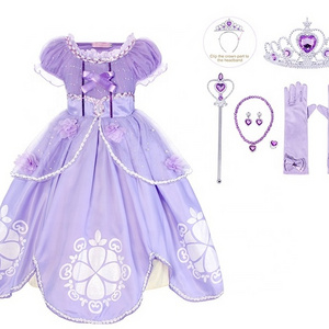 Children Sofia Princess Dresses girls Flower Cosplay Costume  Kids  Birthday Party Luxury Outfit Baby Prom Dress