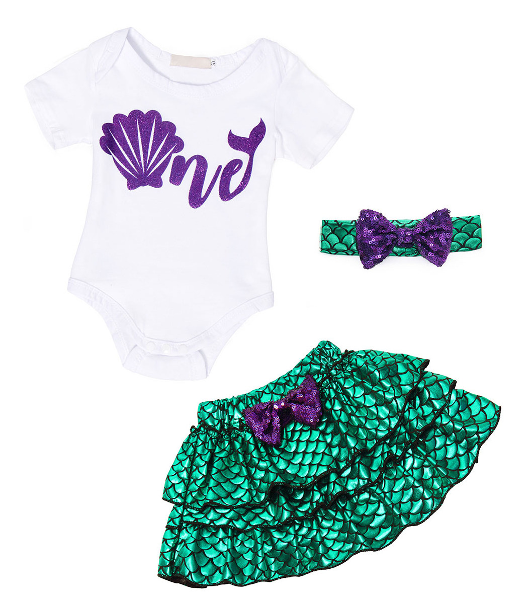 Little Girl Dress Princess Costume baby girl mermaid clothing set summer 3pcs kids girl clothes set