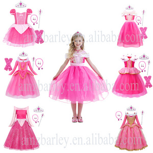 Aurora Princess Girls Costume Cosplay Fancy Dress Birthday Party Dance Gown Dresses up Holiday for Kids Costumes 5pcs