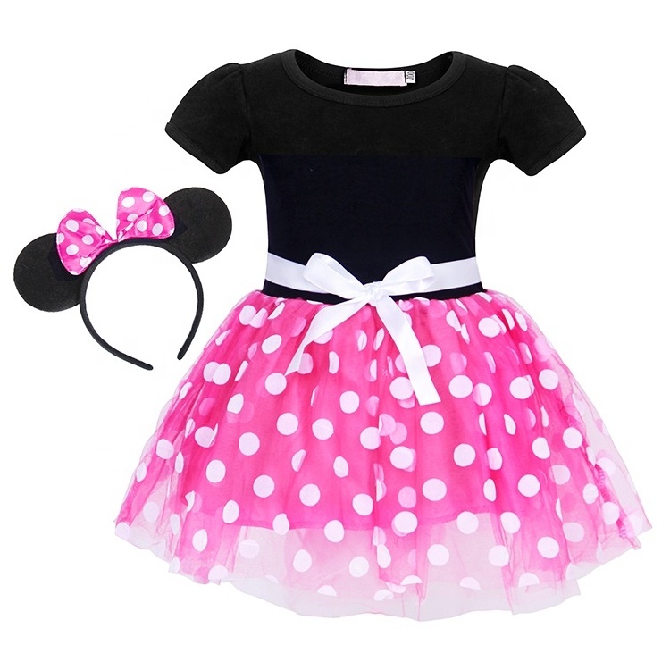 Top Seller Girls Minnie Dress Short Sleeve Polka Dots Tutu Dress Costumes Kids Birthday Party Halloween Carnival Cosplay Outfits