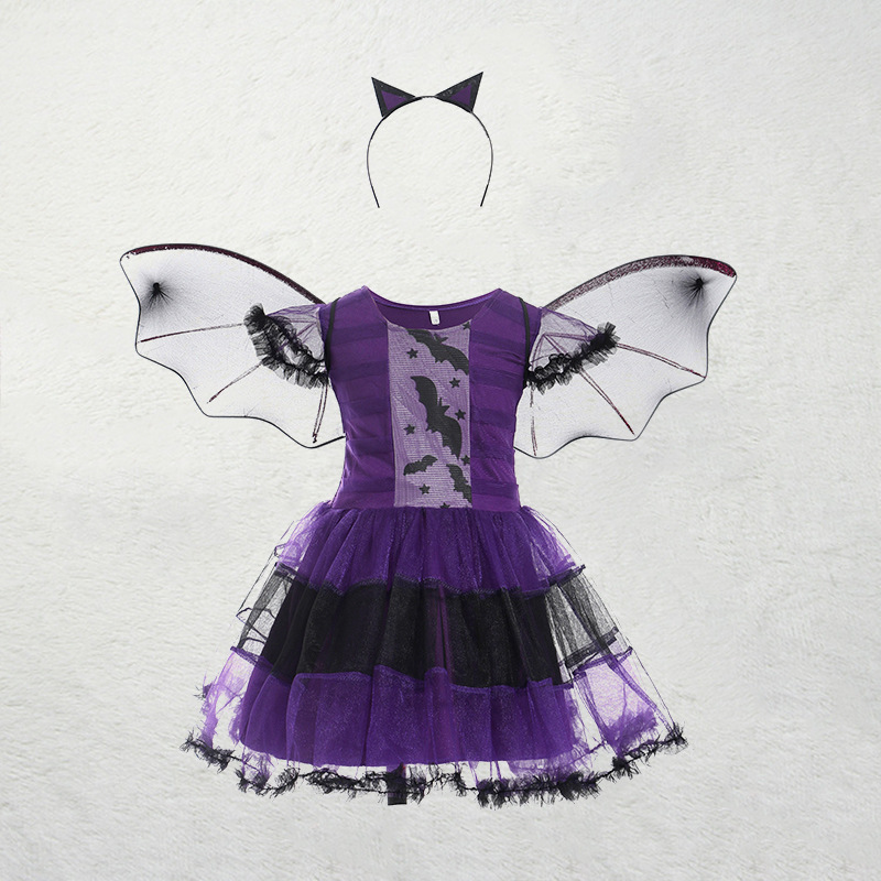 Halloween Party Cosplay Witch Dress Carnival Easter Fancy Dress Up Bat Vampire Dresses Wholesale Fairy Pumpkin Costume for Girls