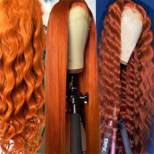 Cheap Ginger Orange Wigs Human Hair Lace Front #350 Color Full Lace Human Hair Wigs Colored Ginger Lace Front Wigs For Women