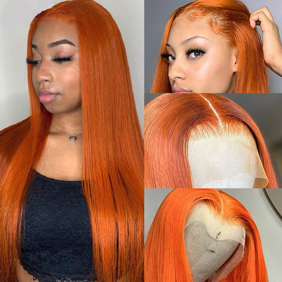 Cheap Ginger Orange Wigs Human Hair Lace Front #350 Color Full Lace Human Hair Wigs Colored Ginger Lace Front Wigs For Women