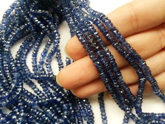 natural napali blue kyanite natural colour hand made making faceted beads 16 inch strand 3 to 5 mm size good quality for blue ky