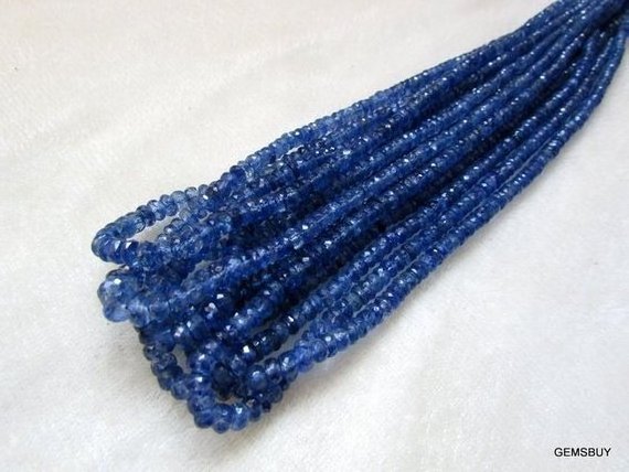 natural napali blue kyanite natural colour hand made making faceted beads 16 inch strand 3 to 5 mm size good quality for blue ky