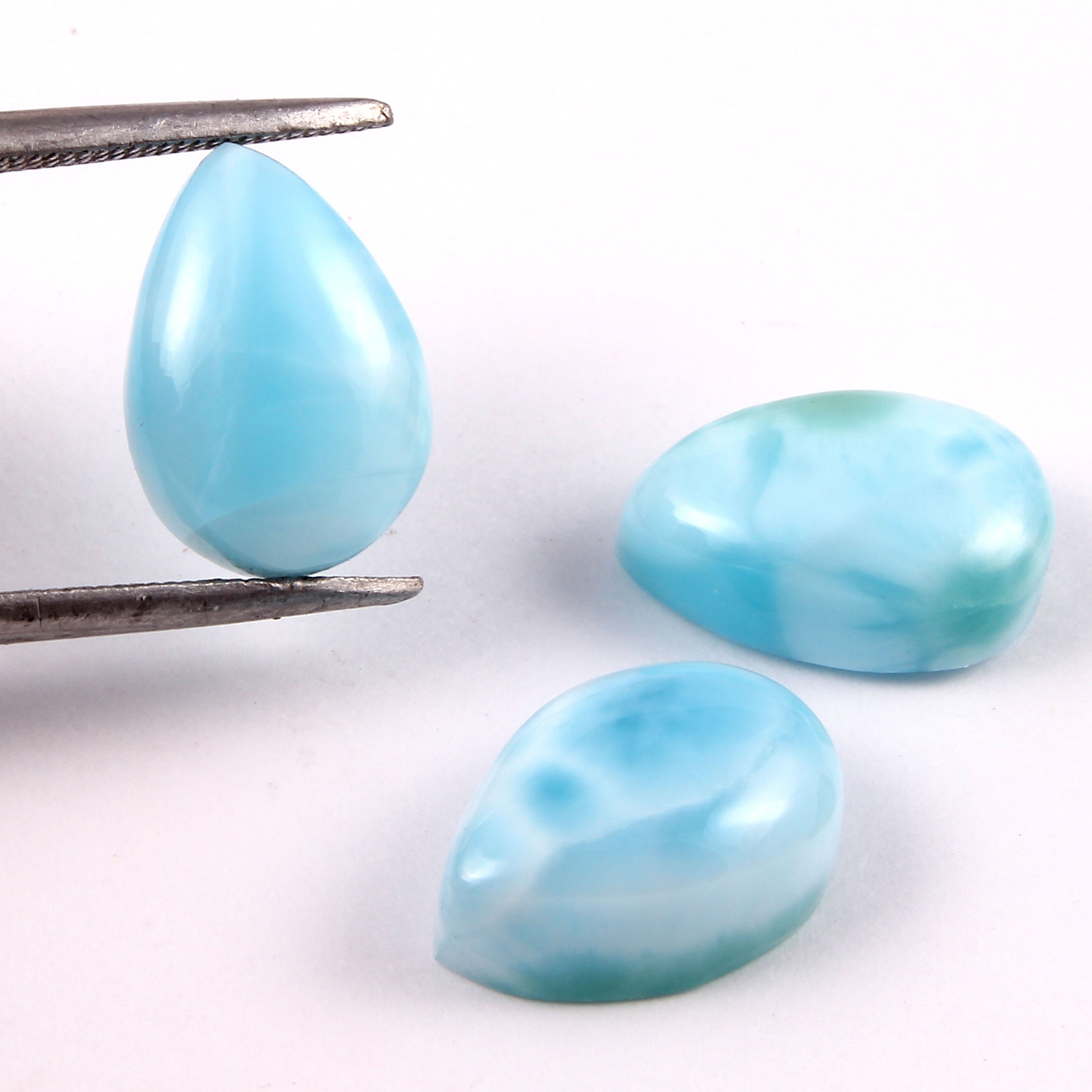 Quality natural Natural larimar gemstones pear shape cabochon for jewellery making  avalibal all size & shape good quality stone