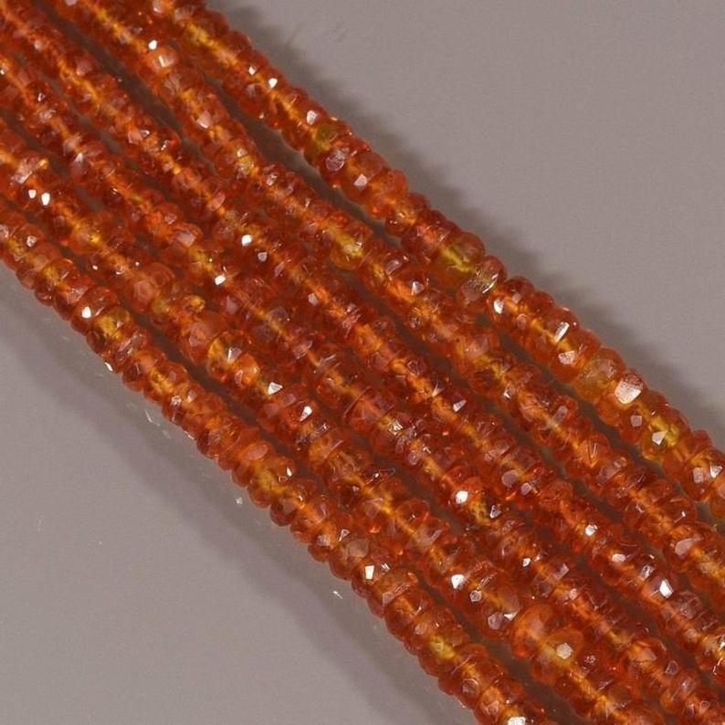 Orange Kyanite Graduated Exotic Faceted Rondelle Beads Wholesale Lot Jewelry Natural Making Size:3-5mm Faceted beads natural kya