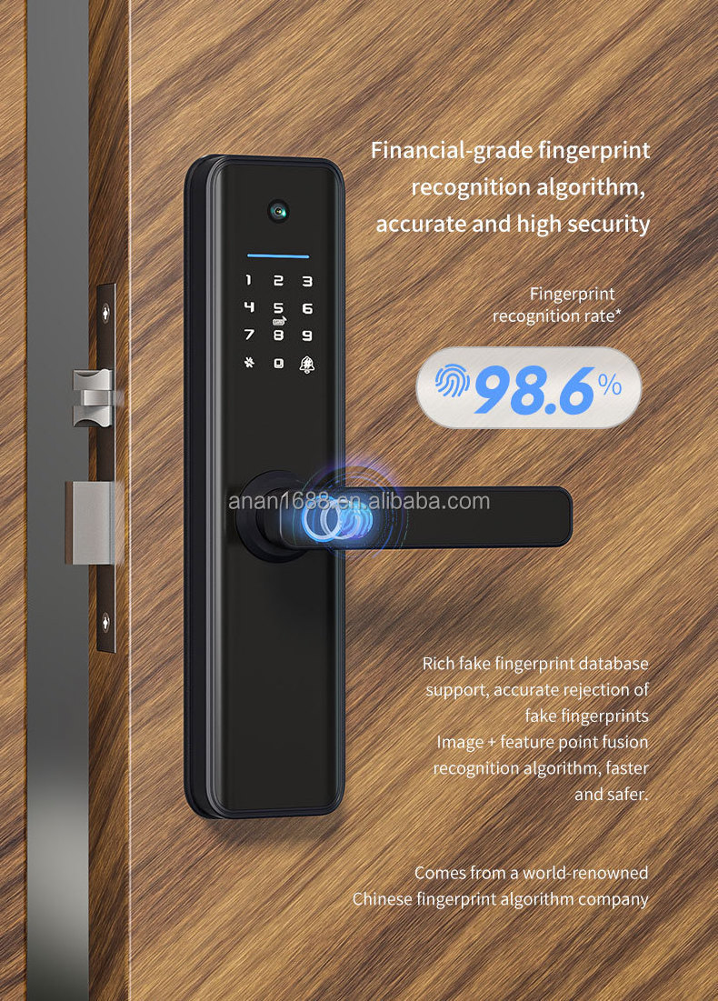 Intelligent Tuya Wifi Camera Door Lock  Digital Peephole Viewer Fingerprint Smart Door Lock with Camera