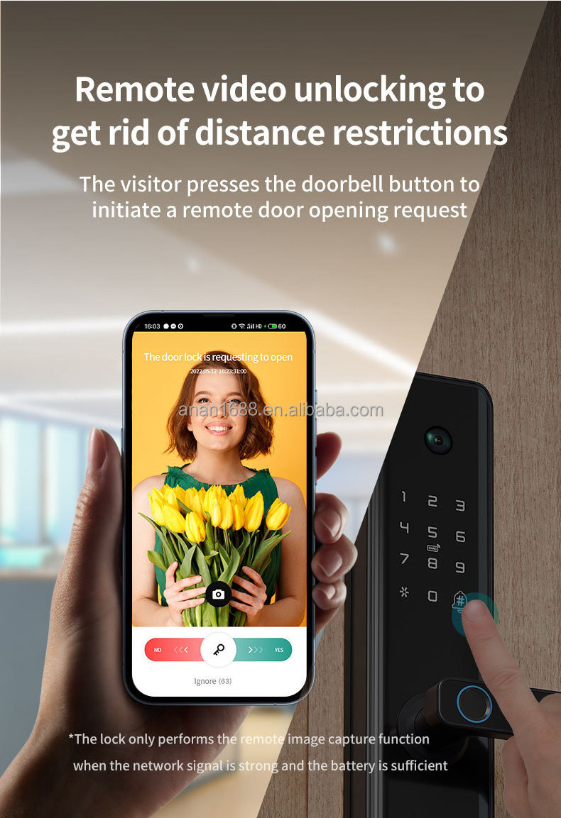 Intelligent Tuya Wifi Camera Door Lock  Digital Peephole Viewer Fingerprint Smart Door Lock with Camera