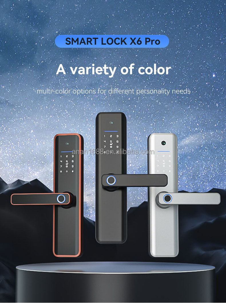 Intelligent Tuya Wifi Camera Door Lock  Digital Peephole Viewer Fingerprint Smart Door Lock with Camera