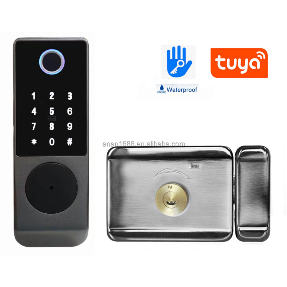 Fingerprint waterproof outdoor cerraduras exterior Tuya TT App  Access Electronic Security Smart Rim gate Lock