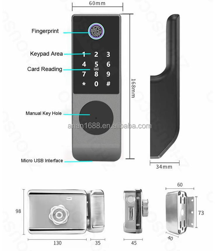 Fingerprint waterproof outdoor cerraduras exterior Tuya TT App  Access Electronic Security Smart Rim gate Lock