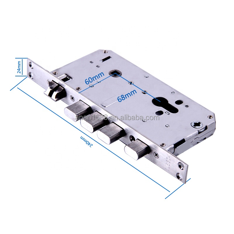 SUS 304 stainless 6068 2885 3085 4585 smart automatic security entrance door lock body 6068