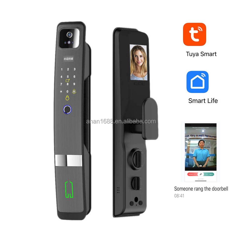 3d face tuya smart wifi zigbee 9 languages with camera 6068 mortise  security fingerprint door locks for home office door