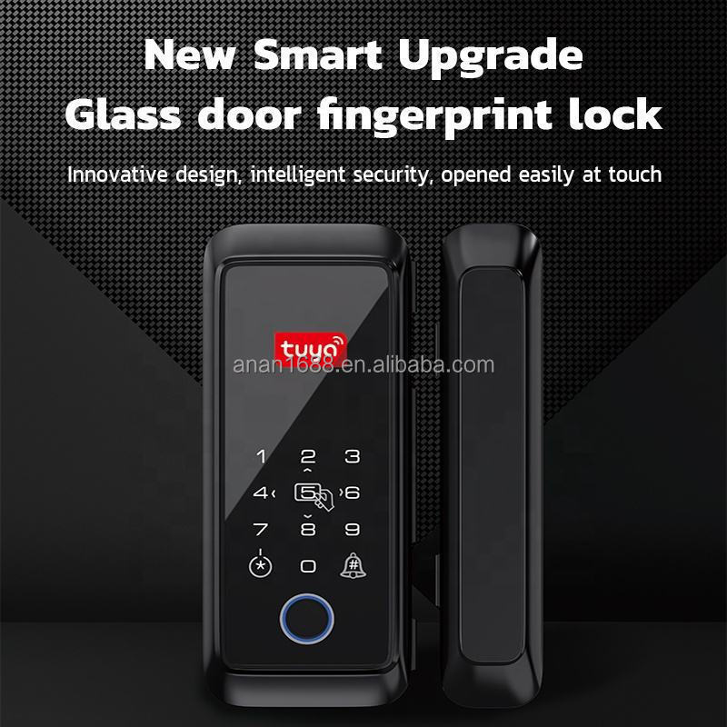 no drilling frameless commercial Electric Tuya BLE App Fingerprint Door Lock Sliding Glass Door Smart Lock for Sale