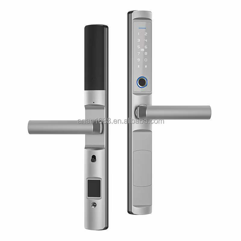 wholesale Aluminum xingfa extra slim tuya smart app wifi zigbee  electronic zinc alloy material smart sliding swing door lock