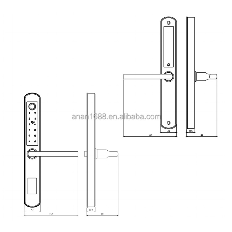 xingfa TTlock app BLE Aluminum  extra slim tuya smart app wifi electronic IP65 zinc alloy material smart sliding swing door lock