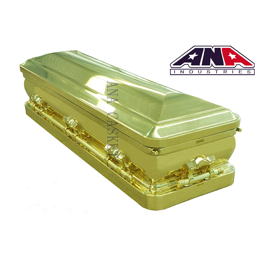 ANA Customized Velvet Interior Golden Solid Bronze Luxury Polish Caskets And Coffins