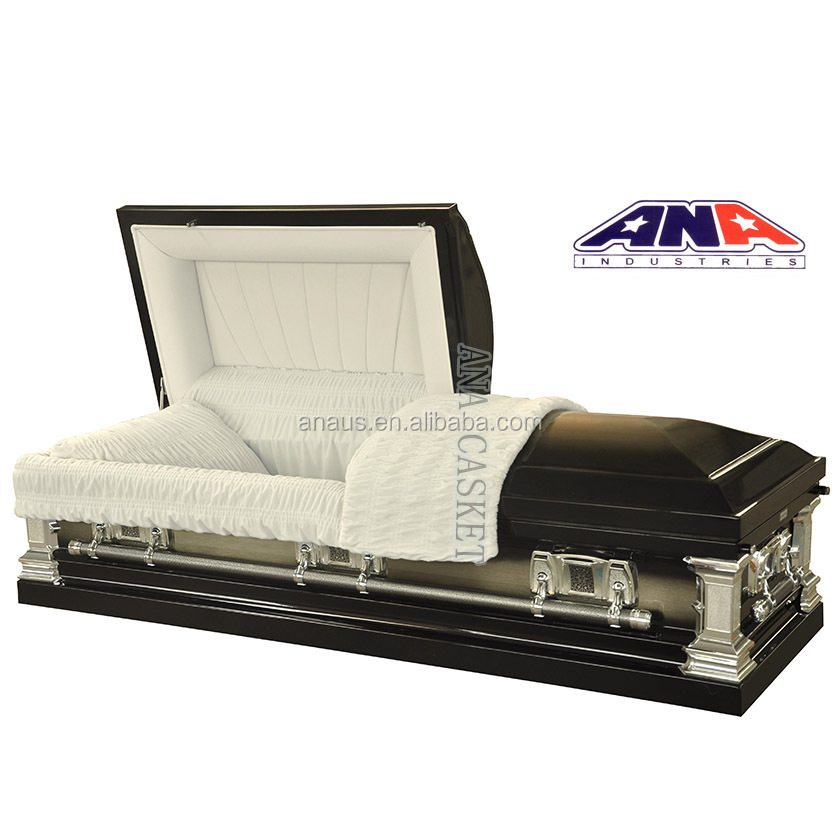 ANA Adult Use High Gloss Finish American Style Funeral Stainless Caskets Coffin For Sale