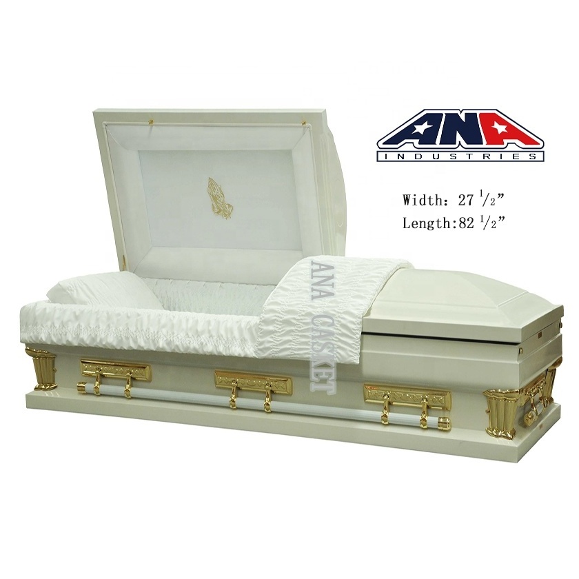 ANA China Manufacturer 18 Ga Steel Almond Velvet Casket Coffins Funeral Supplies