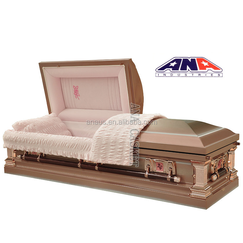 ANA Adult Use High Gloss Finish American Style Funeral Stainless Caskets Coffin For Sale