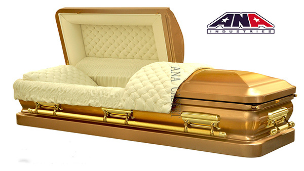 ANA Full Couch Almond Velvet Interior Lining Funeral Supplies Polish Caskets Coffin