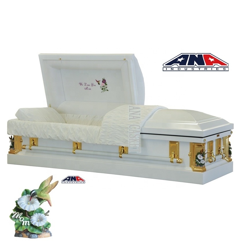 ANA China Manufacturer 18 Ga Steel Almond Velvet Casket Coffins Funeral Supplies