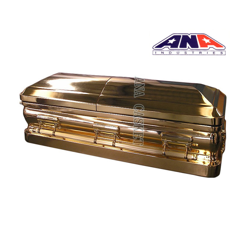 ANA Customized Velvet Interior Golden Solid Bronze Luxury Polish Caskets And Coffins