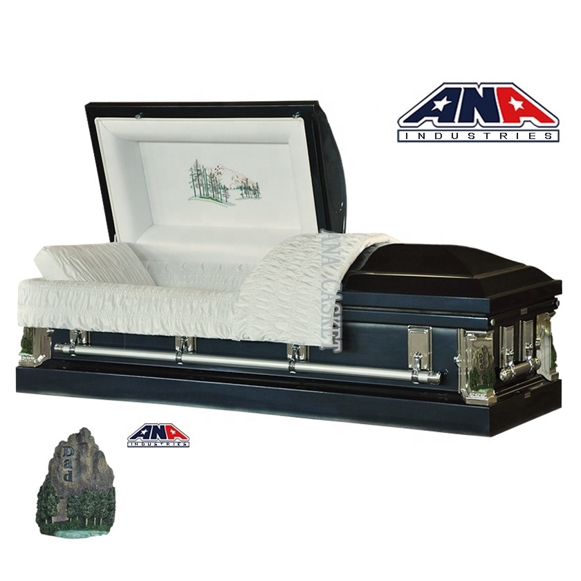 ANA China Manufacturer 18 Ga Steel Almond Velvet Casket Coffins Funeral Supplies