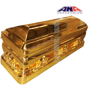 ANA Customized Velvet Interior Golden Solid Bronze Luxury Polish Caskets And Coffins