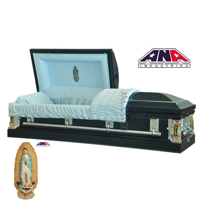 ANA China Manufacturer 18 Ga Steel Almond Velvet Casket Coffins Funeral Supplies