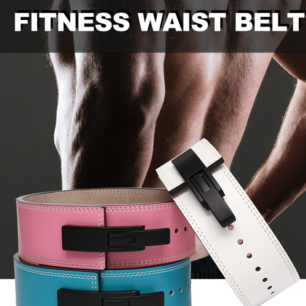 Quality Cow Hide Belt Gym Weight Lifting Lever Buckle Back Supports Belts Waist Power Lifting Leather Belt For Men