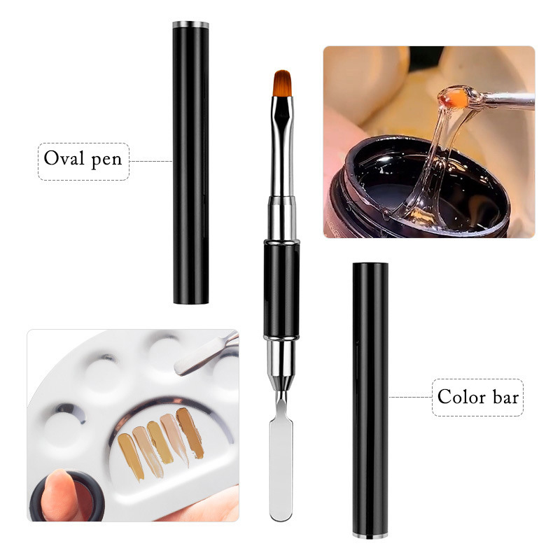 ANGNYA Double-headed Nail Painting Pen Steel Push Glue Embossing Stick Multifunctional Nail Crystal Glue Uv Gel Nail Brush