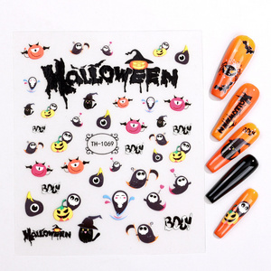 Skull Ghost Bat Cucurbit All Saints Fluorescent Nail Wraps Sticker Decal Halloween Nail Charms For Nail Art