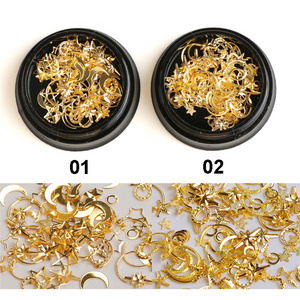 Mixed Star Moon Round Bend Rivets Gold Hollow Out Nail Glitter Sequins Irregularly Nail Accessories Sticker Decals