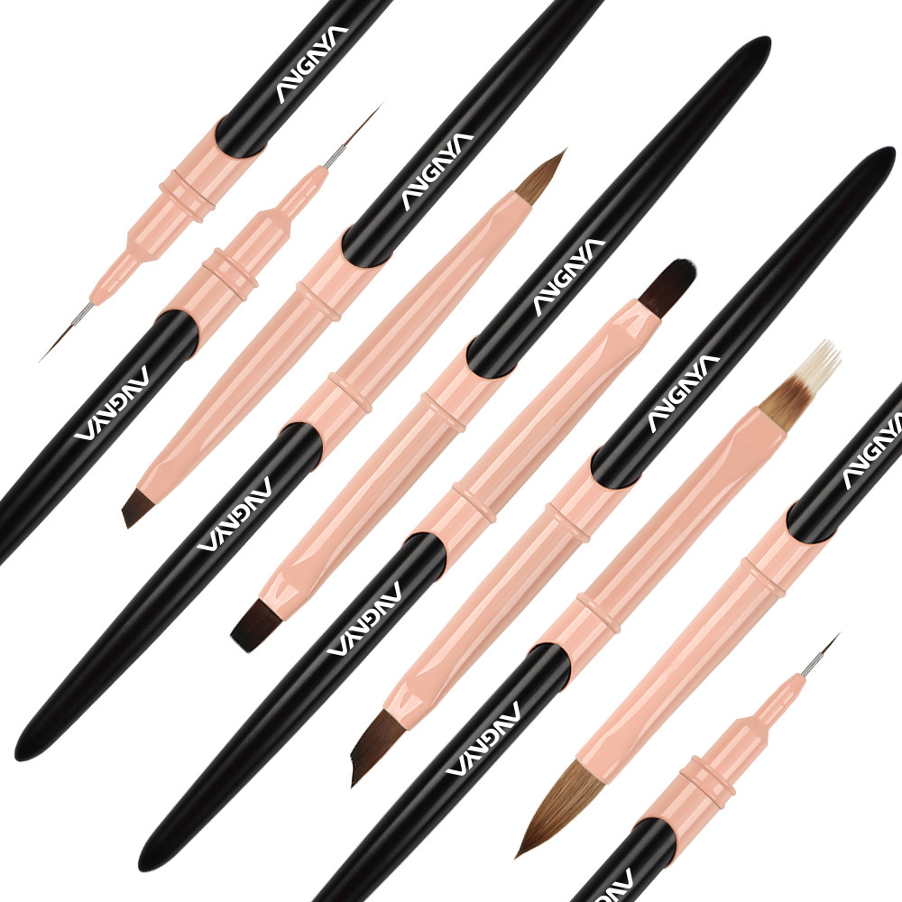 Custom Nail Art Metal Handle Rose Gold 3D Gel Brush Nail Liner Painting Brushes Pen Kolinsky Gel Polish Acrylic Brush