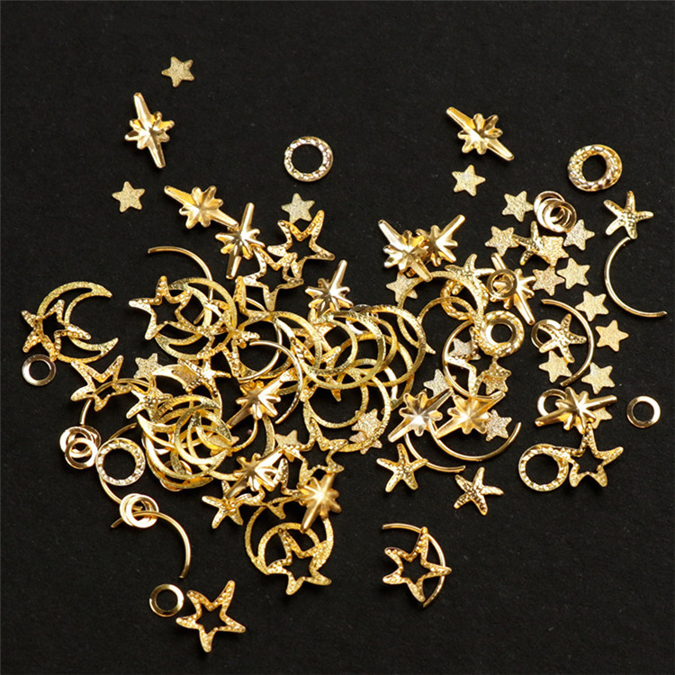 Mixed Star Moon Round Bend Rivets Gold Hollow Out Nail Glitter Sequins Irregularly Nail Accessories Sticker Decals