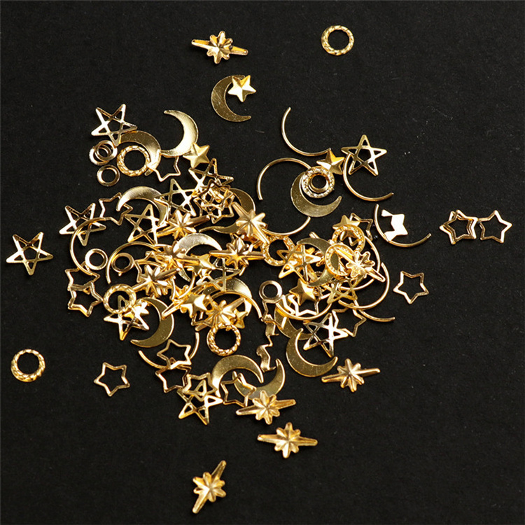 Mixed Star Moon Round Bend Rivets Gold Hollow Out Nail Glitter Sequins Irregularly Nail Accessories Sticker Decals