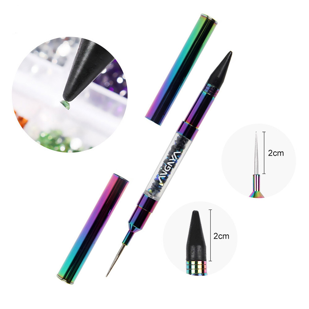 2023 Private Label Custom Logo Manicure Holographic Nail Art Wax Dotting Pen Rhinestones Gem Picker Crystal Picking Tool