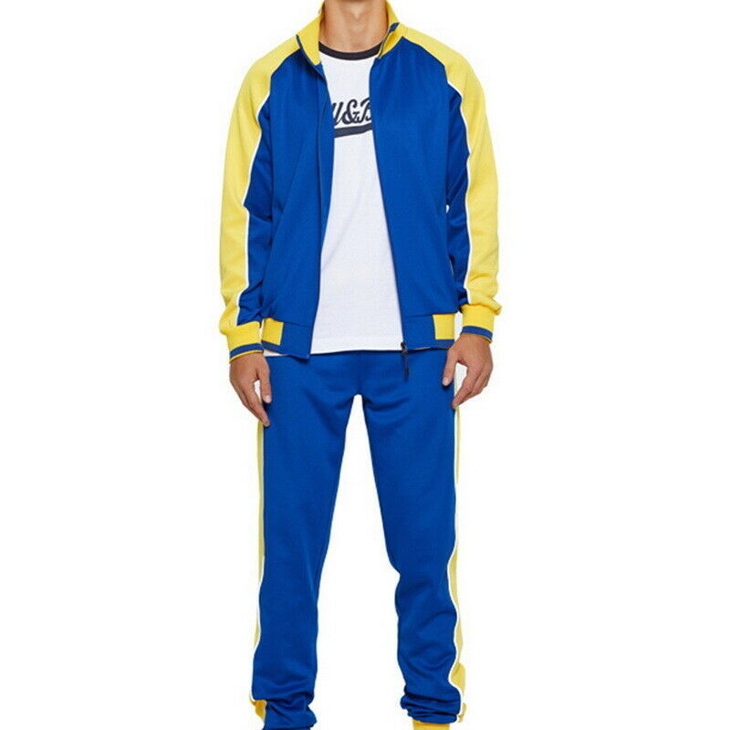 Royal Blue With Yellow Color Boys Girls Tracksuits Side Panel High Quality Polyester Made Tracksuits BY ANAYAL SPORTS